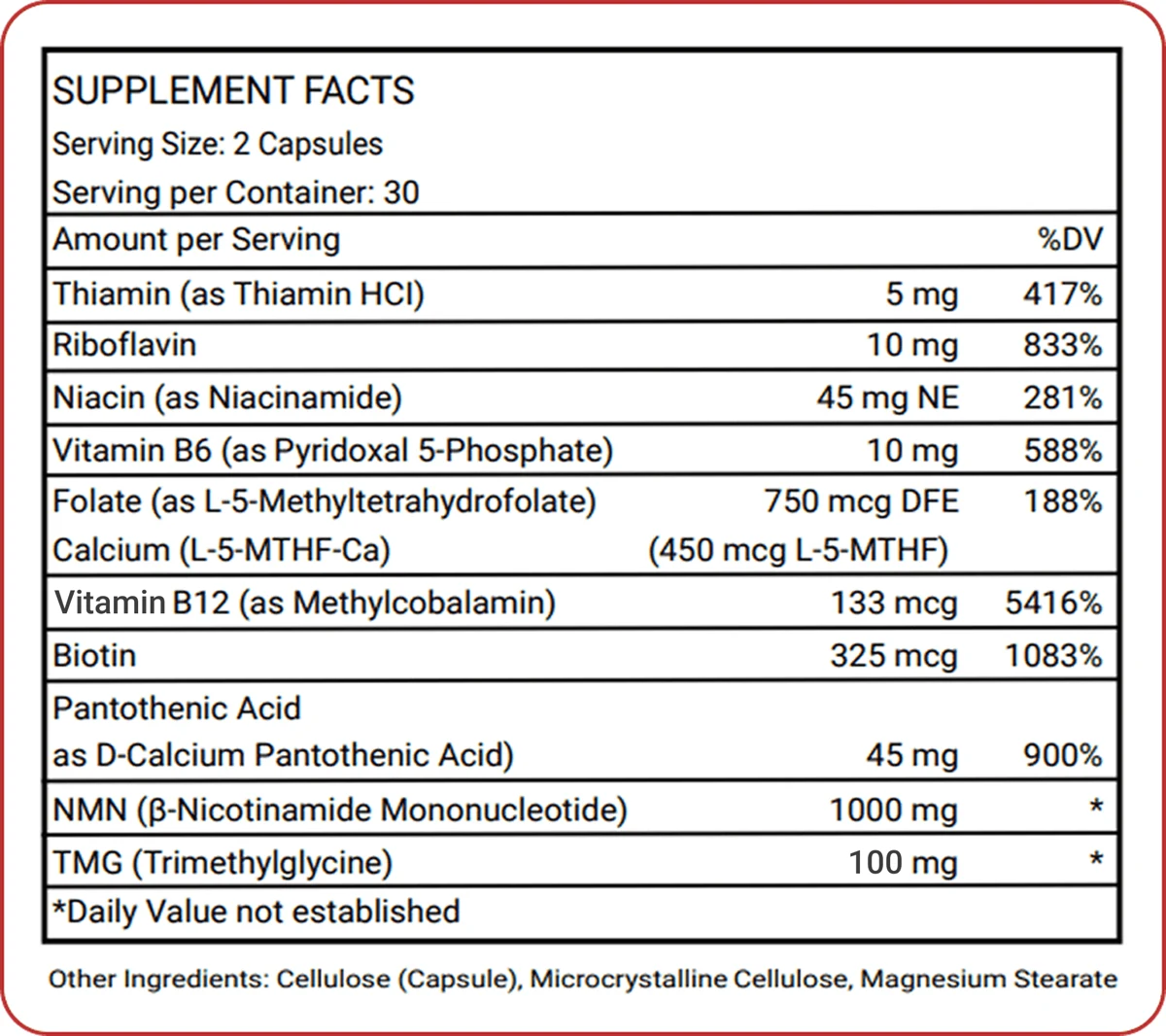 Dr. Love's NMN supplement facts label